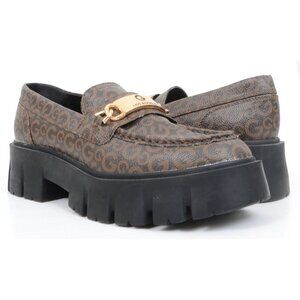 GBG Los Angeles Women 8 Lug Sole Loafers Gold Chain Preppy Academia Shoes